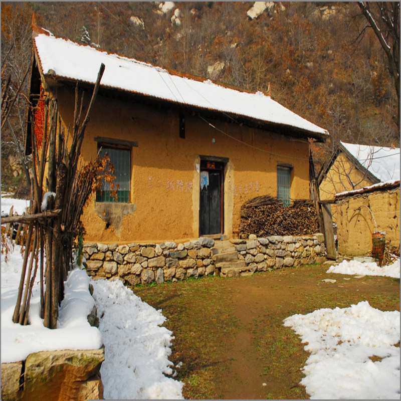 热卖复古怀旧乡村外景土房砖房直播背景布乡下小道唱歌装饰背景布