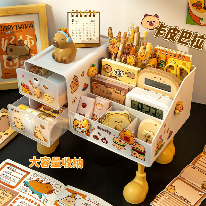 卡皮巴拉笔筒~学生桌面收纳盒男孩儿童女孩书桌笔桶多功能大容量,文具电教/文化用品/商务用品,笔筒,淘宝优惠券,粉丝福利购,淘宝优惠卷