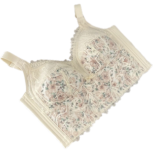 超薄款法式内衣女大胸显小显瘦无钢圈上托收副乳性感调整型文胸罩