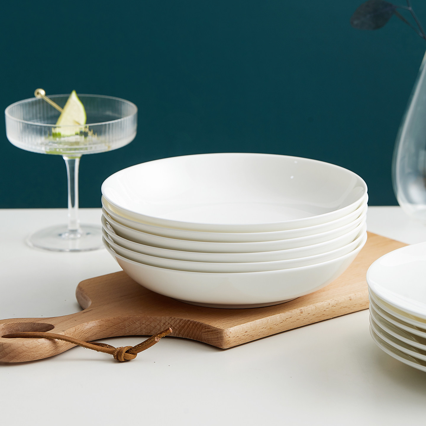 6只装骨瓷盘子家用深菜盘餐具白8英寸饭盘高级方形浅碟 釉下纯色,餐饮具,盘,淘宝优惠券,粉丝福利购,淘宝优惠卷