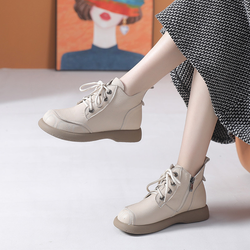 新款真皮马丁靴单靴女靴