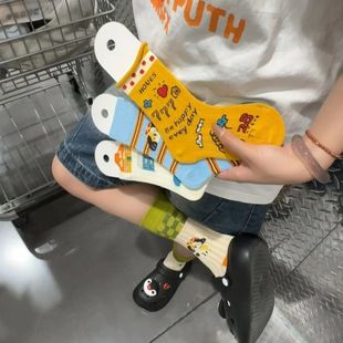 镂空多巴胺搞怪ins可爱日系长袜堆堆 卡通动漫袜子女中筒夏天薄款