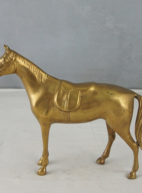 西洋收藏品 个人艺术家手工制作铜马 欧式中古铜雕装饰摆件