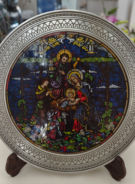 美国1992年手工制作彩绘玻璃挂盘