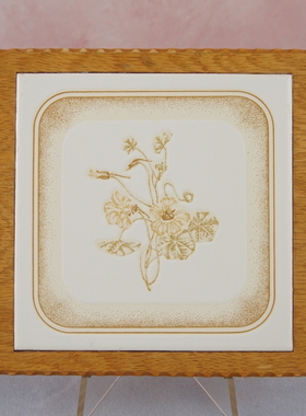 西洋收藏品 意大利手工制作实木瓷砖隔热垫 隔热板锅垫装饰摆件