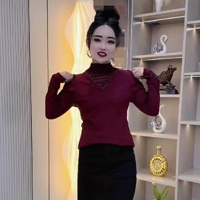 2024年新款镂空拼接钉珠长袖T恤