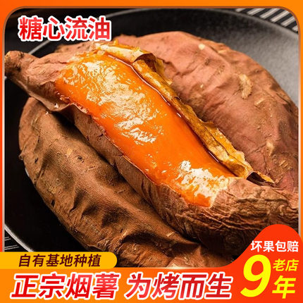 山东红薯新鲜烟薯25红心富硒地瓜农家沙地烤蜜薯糖心流油红芋5斤