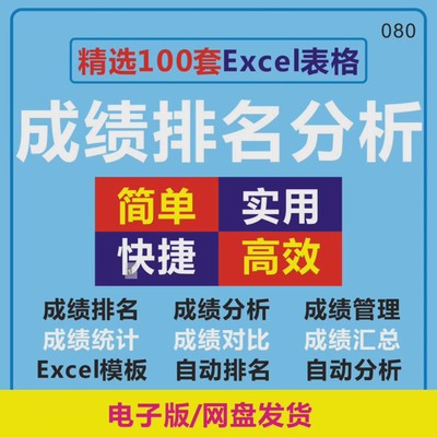 考试成绩排名查询分析Excel 表格各科目自动统计学生成绩管理系统