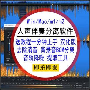 人声伴奏分离软件去除消音背景音BGM音轨降噪原唱乐器提取工具