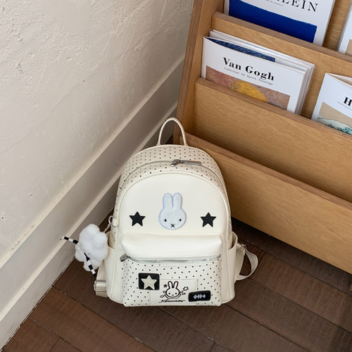 2026新款米菲兔波点通勤双肩包