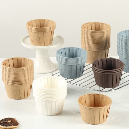 白色蛋糕纸杯马芬杯防油耐高温卷口杯生日派对甜品台卷边杯子烘焙