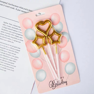 饰儿童浪漫桃心五角星女神小公主生日插件 网红爱心星星蜡烛蛋糕装