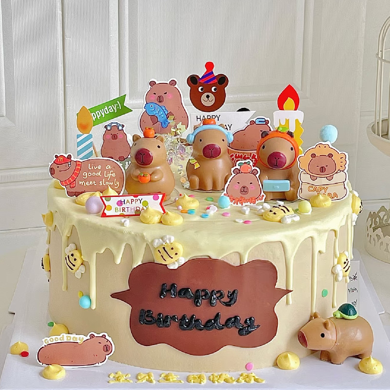 网红可爱卡通卡皮巴拉水豚蛋糕装饰呆萌动物儿童生日公仔摆件插牌,节庆用品/礼品,节日装扮用品,淘宝优惠券,粉丝福利购,淘宝优惠卷