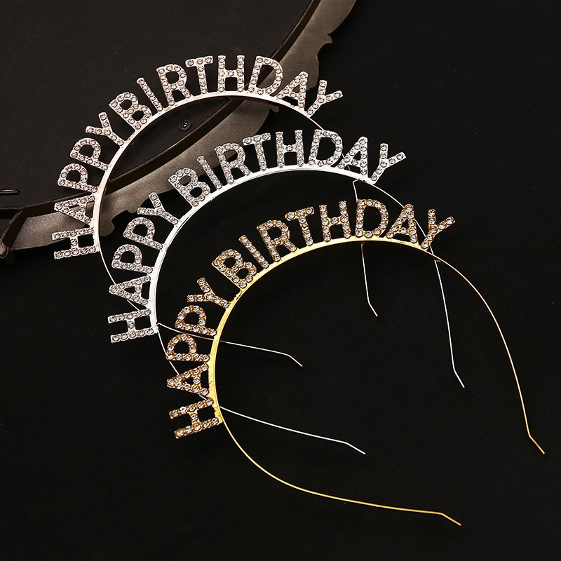 合金生日快乐发箍金属字母图片