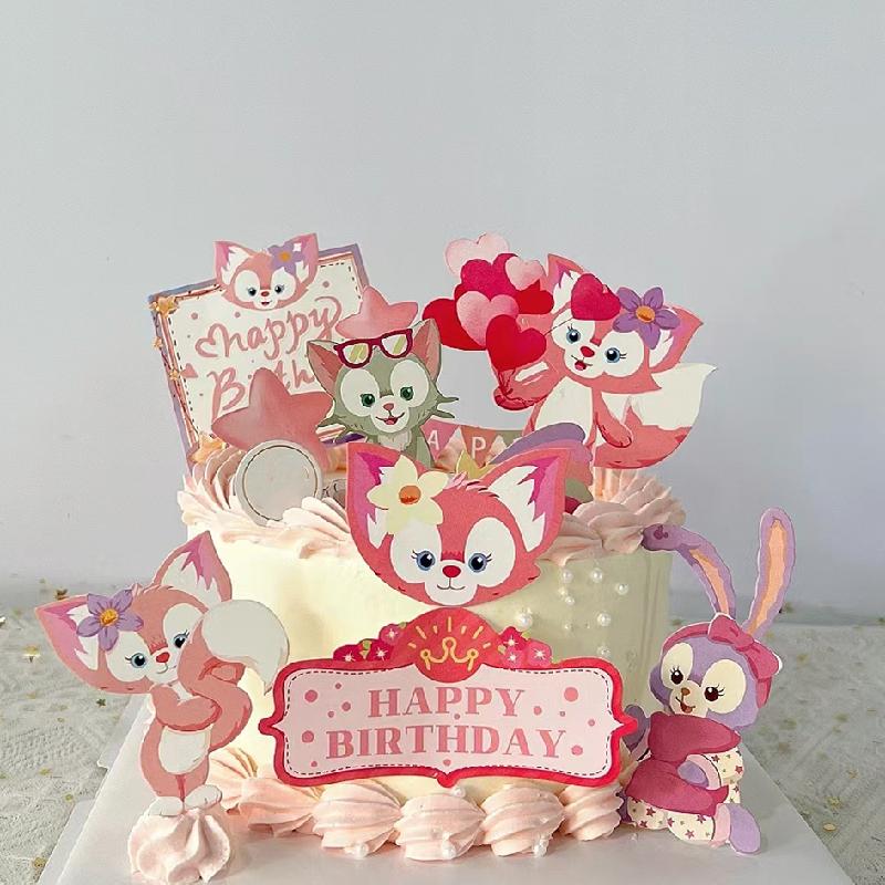 川沙妲己琳娜贝儿狐狸星黛露公主女孩生日蛋糕装饰摆件甜品台插牌