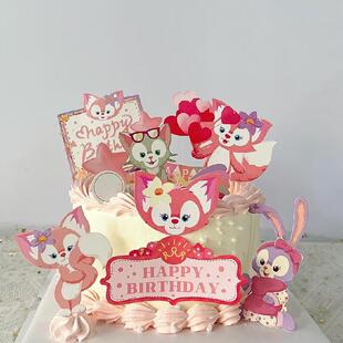 川沙妲己琳娜贝儿狐狸星黛露公主女孩生日蛋糕装饰摆件甜品台插牌