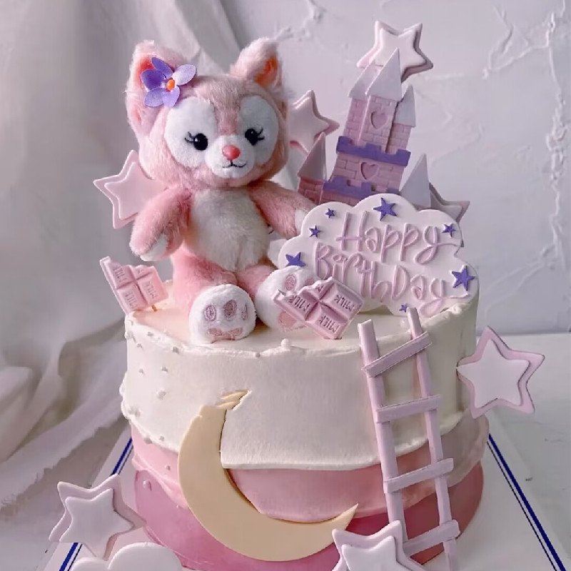 网红琳娜贝儿蛋糕装饰公仔毛绒紫色兔子星黛露摆件生日派对甜品台