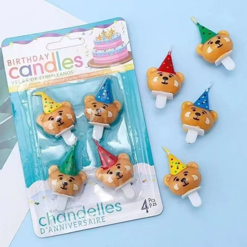 可爱卡通小熊蜡烛迷你帽子熊头儿童生日装饰摆件网红创意蛋糕插件