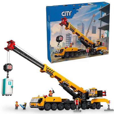 城市系列黄色移动式工程起重机60409适用于乐高积木男孩玩具8礼物