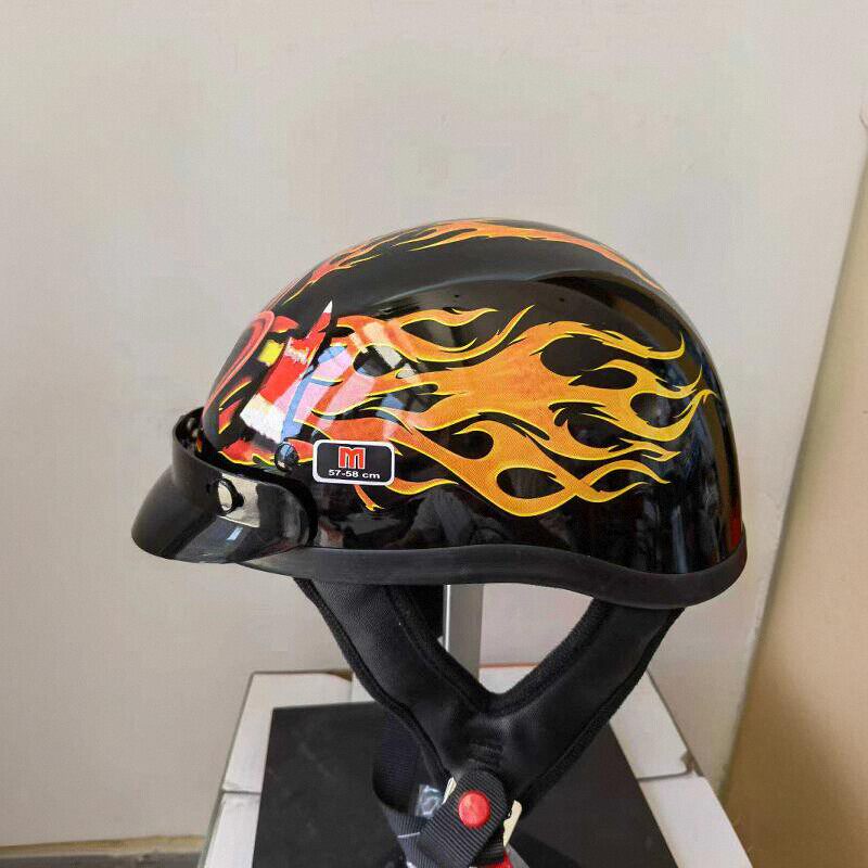 清仓55-57小头围欧美款经典复古哈雷电动太子摩托车头盔小瓢盔DOT