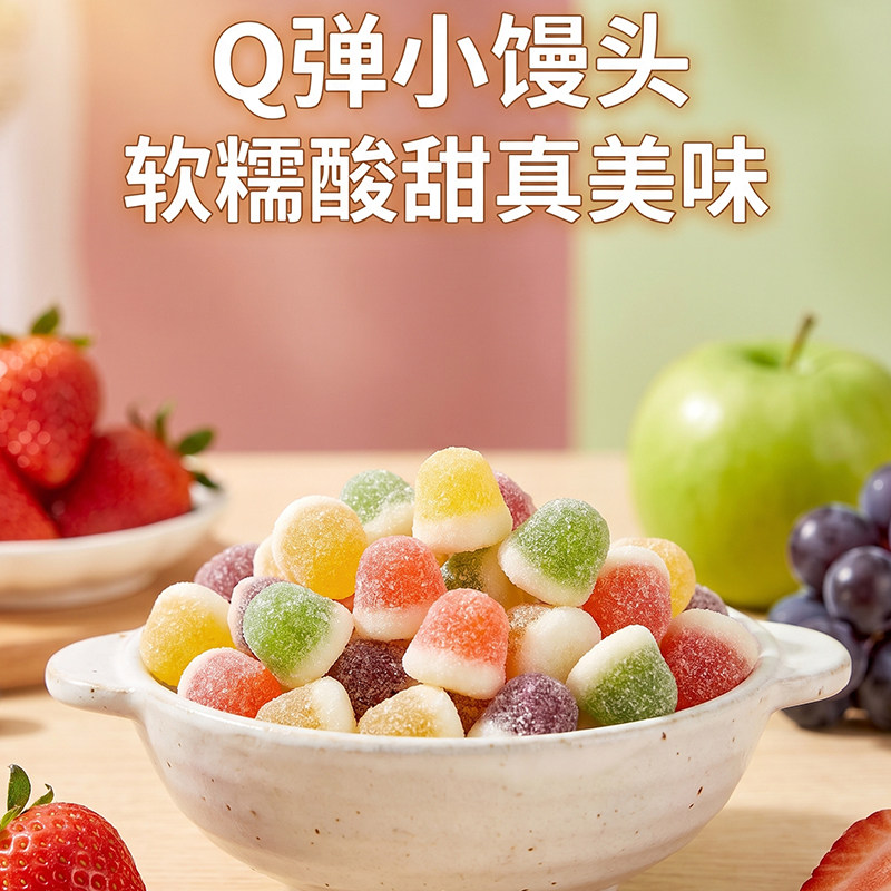 甜小滋Q弹小馒头软糖酸甜软糯