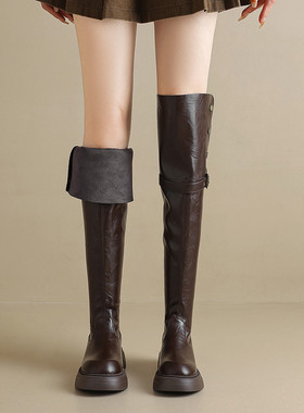 ladyblack显瘦3340大码41-43厚底高跟过膝长靴女冬季两穿高筒靴子