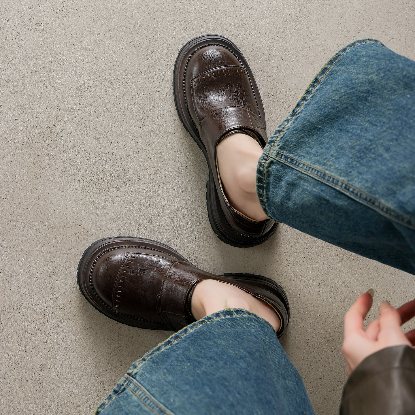 ladyblack英伦女圆头厚底高跟显瘦小皮鞋学院风大码深口单鞋41-43,女鞋,乐福鞋（豆豆鞋）,淘宝优惠券,粉丝福利购,淘宝优惠卷