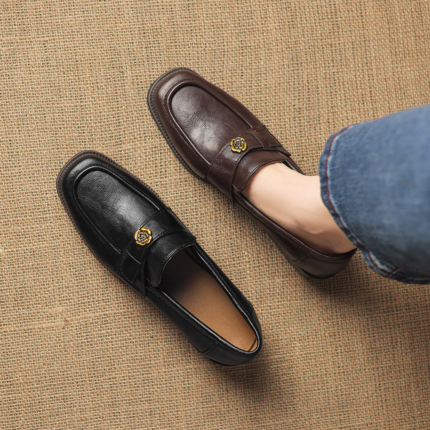 ladyblack乐福鞋女金属扣粗中跟小皮鞋一脚蹬软底大小码单鞋41-43,女鞋,乐福鞋（豆豆鞋）,淘宝优惠券,粉丝福利购,淘宝优惠卷