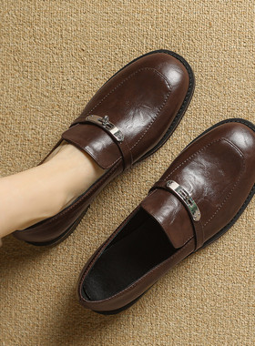 ladyblack3340码显瘦一脚蹬懒人乐福鞋女百搭单鞋四季大码鞋41-43