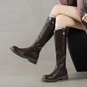 ladyblack软底骑士靴女长筒靴低跟美拉德大码 机车后拉链长靴41