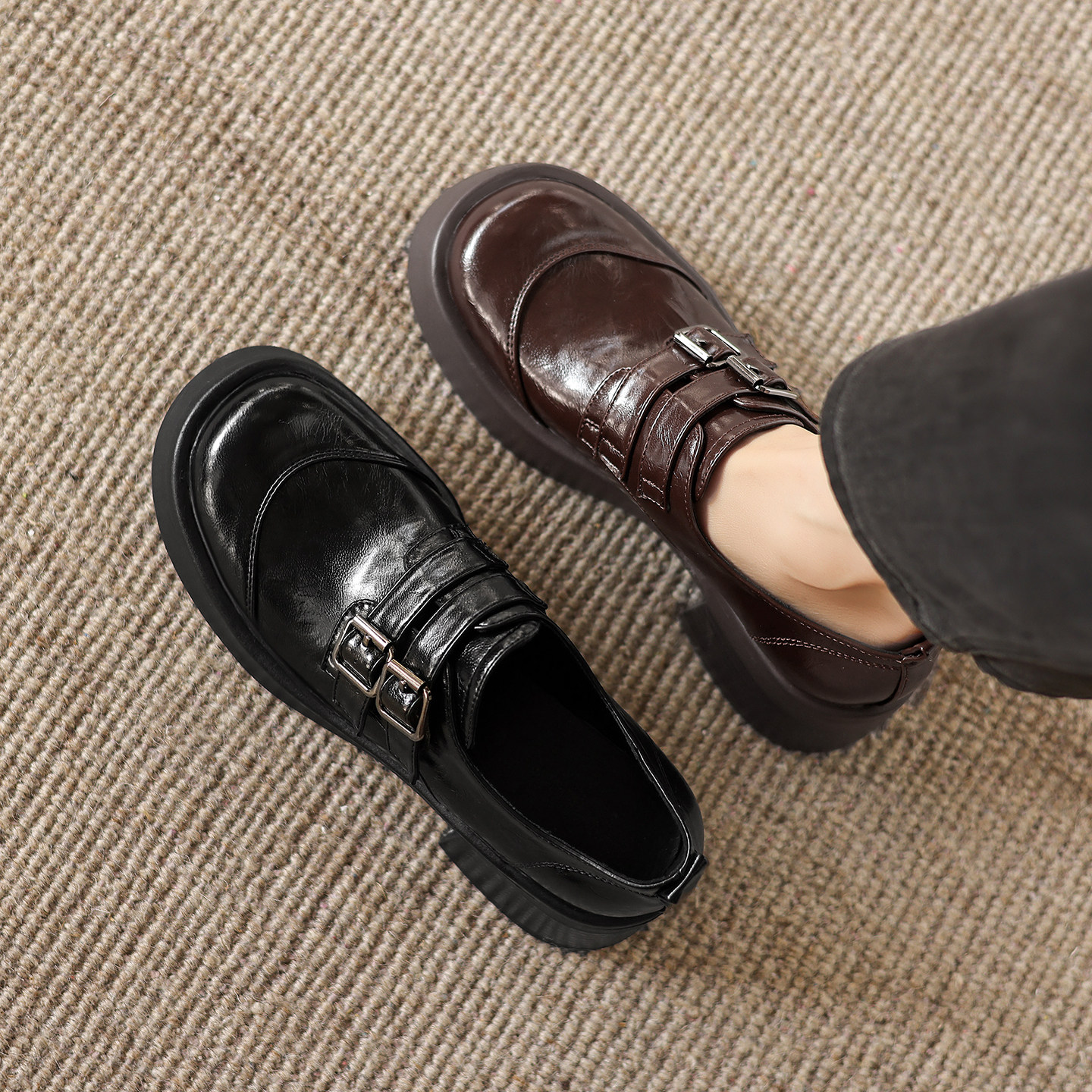 ladyblack粗高跟厚底乐福鞋女圆头单鞋小皮鞋深口大码33单鞋41-43,女鞋,深口单鞋,淘宝优惠券,粉丝福利购,淘宝优惠卷