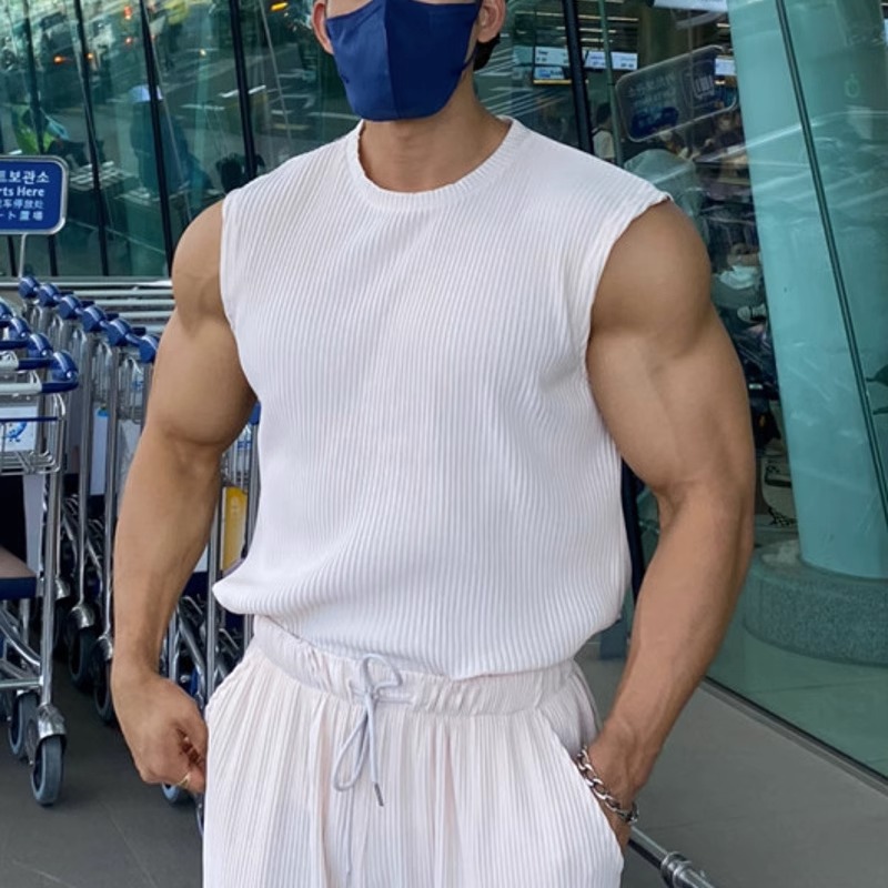 无袖坎肩弹力速干男宽松健身背心