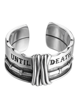 银戒指小众英文食指戒低调气质