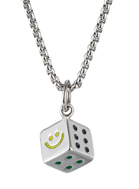 钛钢男生骰子创意项链配衣服饰品