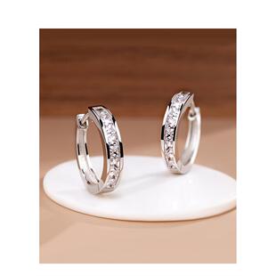 超闪莫桑仿钻石纯银耳扣耳圈轻奢高级感耳环圈圈耳饰耳钉2024新款
