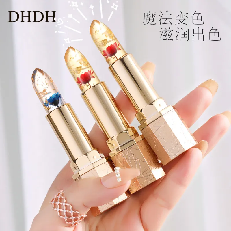 【质价甄选】DHDH花瓣口红 一支 滋润果冻唇蜜感温变色口红