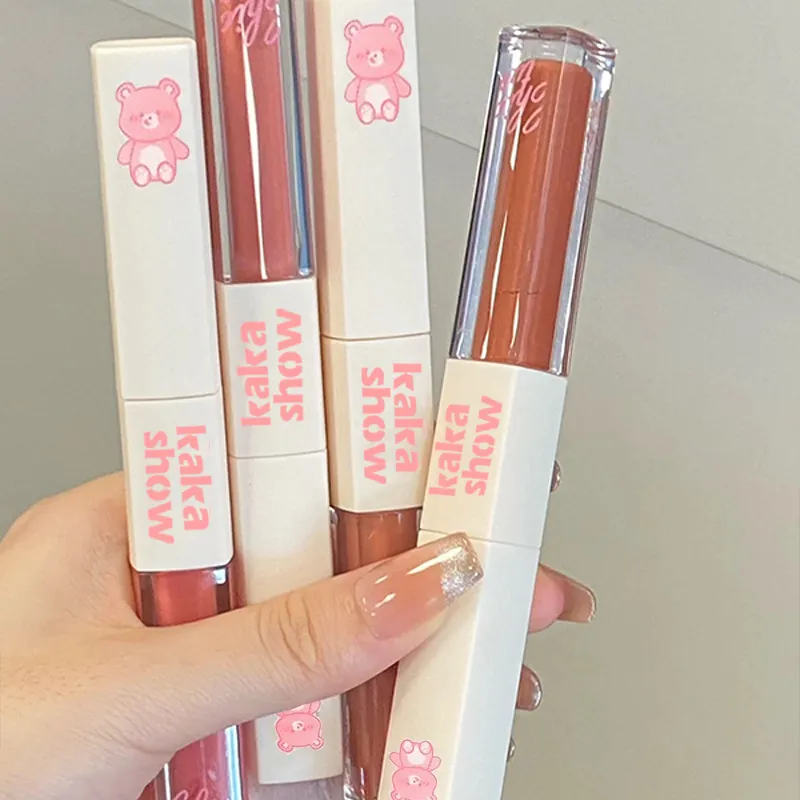 kakashow小熊软糖双头唇釉哑光雾面丝绒镜面水光不易掉色口红