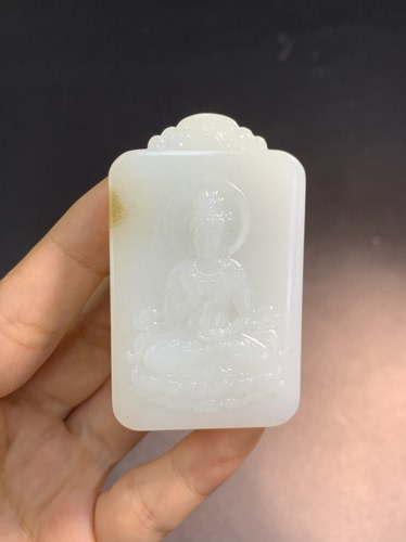 和田玉观音牌挂件