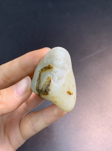 和田玉独籽雕刻笑佛挂件