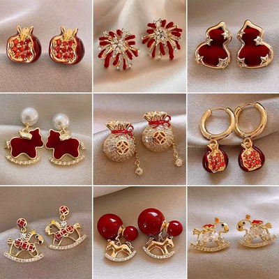 2026马年限定小众设计高级感轻奢流苏耳环珍珠优雅潮耳饰重工满钻