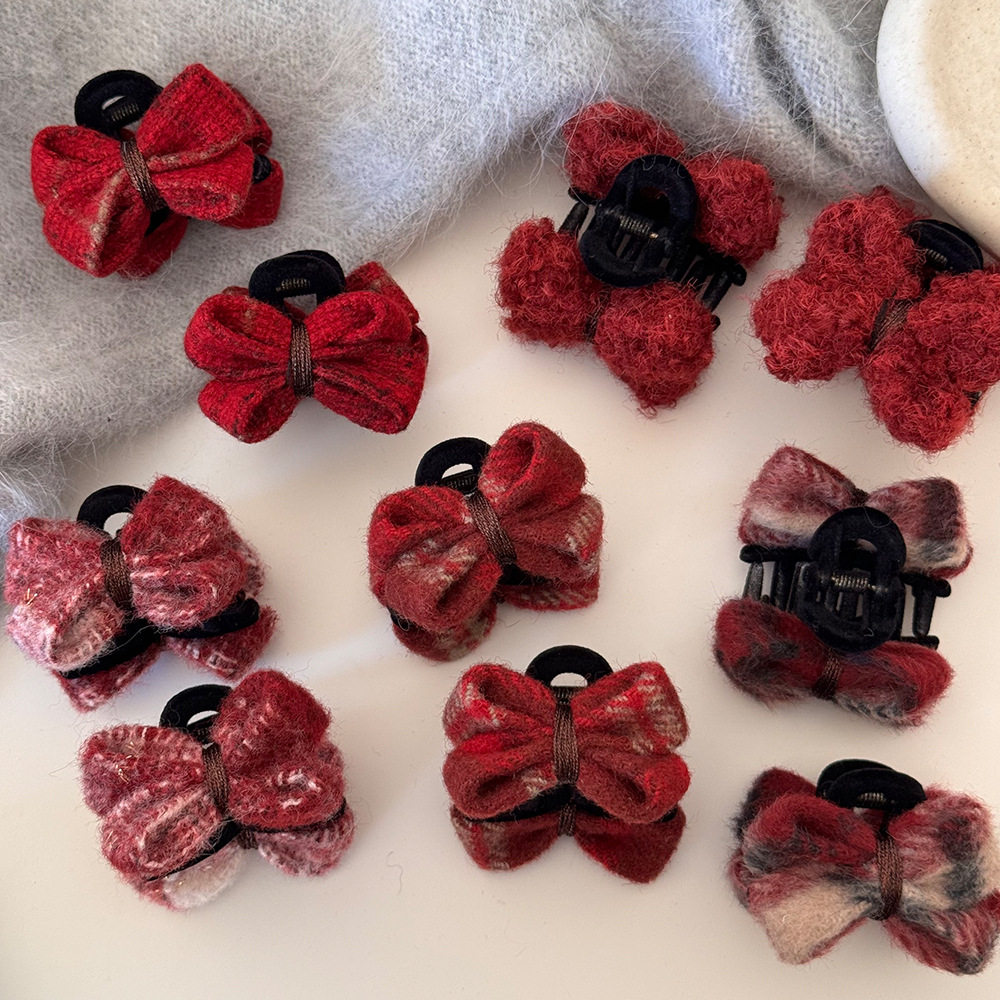 秋冬毛呢双蝴蝶结抓夹女高级感盘发公主夹发夹后脑勺2025新款发卡,饰品/流行首饰/时尚饰品新,民族风发饰,淘宝优惠券,粉丝福利购,淘宝优惠卷