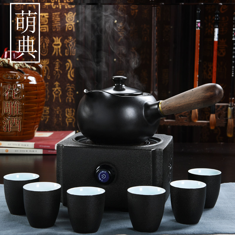 电陶炉煮酒器温酒器加热陶瓷烫酒壶花雕酒黄酒杯玻璃烧酒酒具套装