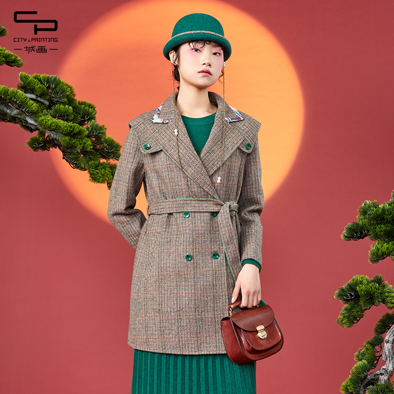 休闲通勤宽松短款双面呢大衣