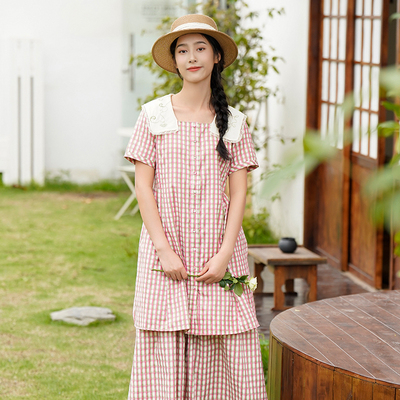 休闲百搭高腰短袖中款连衣裙