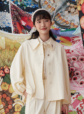 秋季新简约百搭文艺气质A摆绣花别致长袖中款外套女14141B148