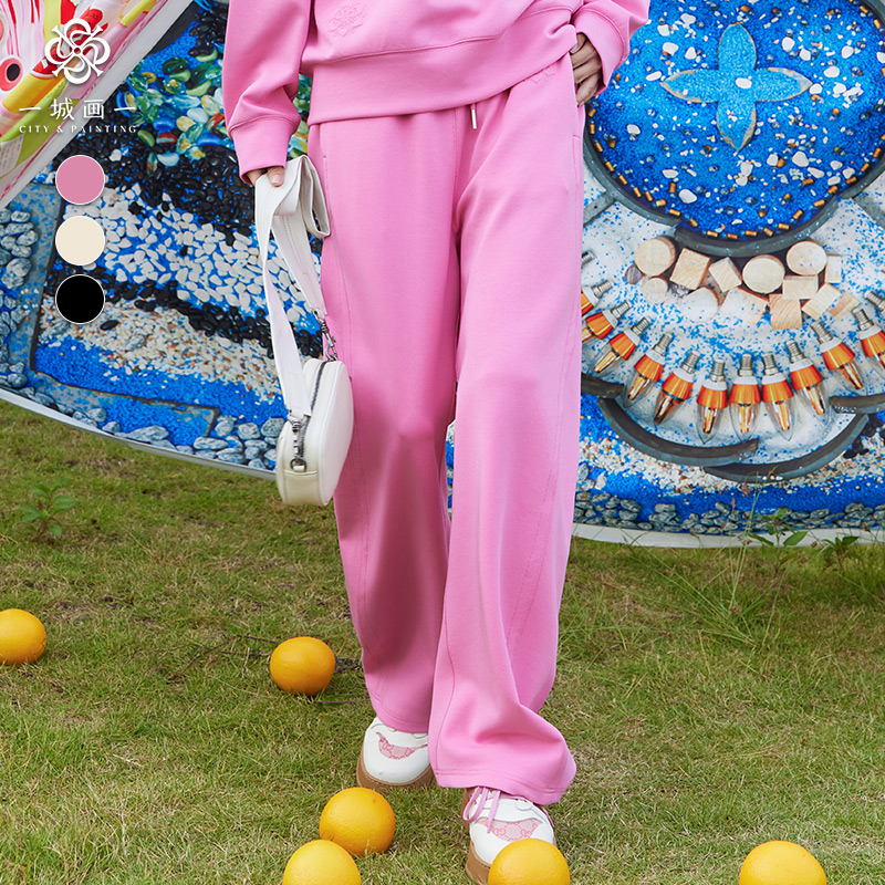 一城画一秋季宽松时尚百搭松紧腰设计阔腿裤长裤女14122A119