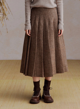一城画一冬季显瘦气质文艺百搭通勤A字高腰长款半裙14412G551