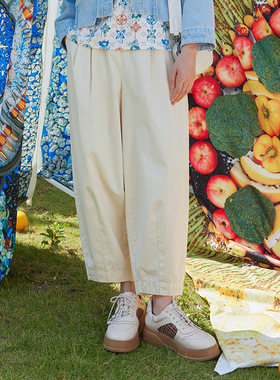 一城画一秋季复古宽松百搭时尚松紧腰设计显瘦气质长裤14142A234