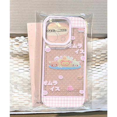 日系粉格轻松熊适用苹果17promax太空手机壳透明iPhone16/15/14/13/12/11可爱卡通xr华为P70vivo小米15oppo套