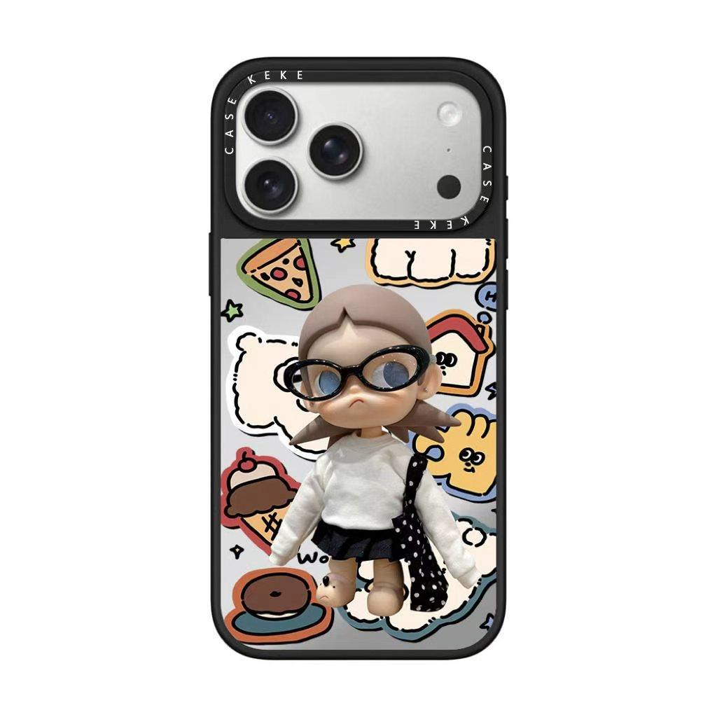 带眼镜女孩镜面手机壳适用苹果17promax新款iPhone16/15/14pro个性创意17pro全包防摔14/13/12pro女款套AIR潮